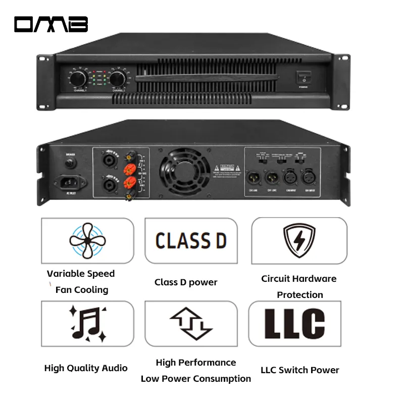 VR1000 2 Channel 3000W Class D AMP Professional Audio High Quality Music Digital Class D Subwoofer 2u Power Amplifier