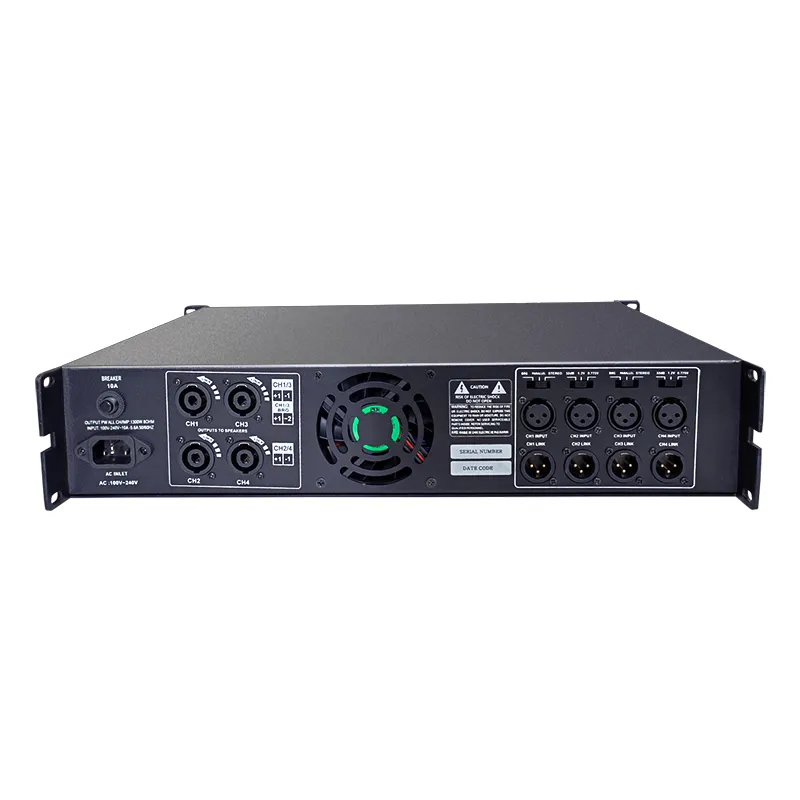 PFA8000M 4-Channel 6000W Power Amplifier with Variable Power Supply, Green Audio Power, PFC, and Solid Aluminum Heat Sink